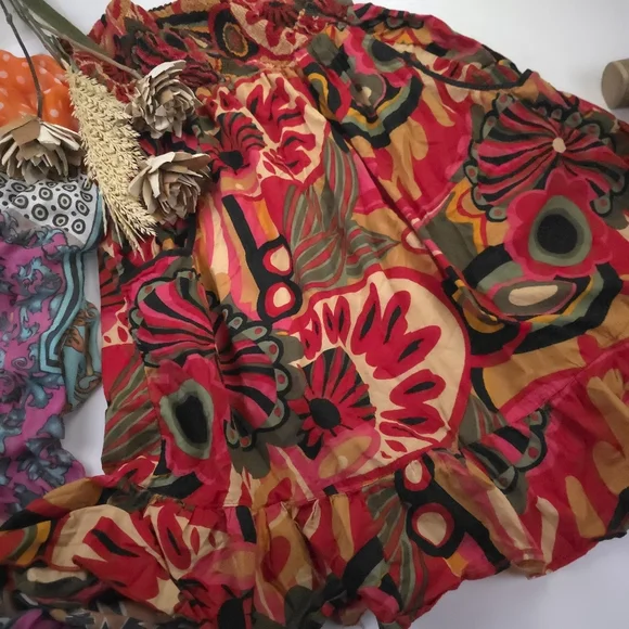 Speed Control Floral Red and Green Women's Pocketed Strapless Dress Sz 2x - Picture 2 of 10